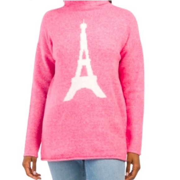 Cupcakes and Cashmere sz M Pink Eiffel Tower Knit Sweater. 1st pic for color - Picture 4 of 10